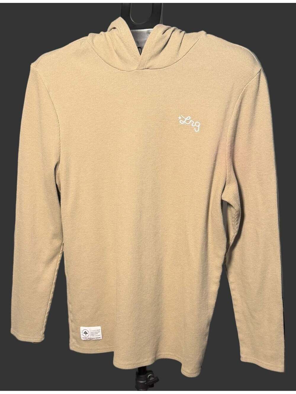 LRG Lifted Research Group Waffle Knit Thermal Hoodie XL Tan